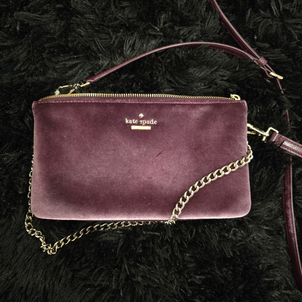 Kate Spade Purple Velvet Crossbody Bag